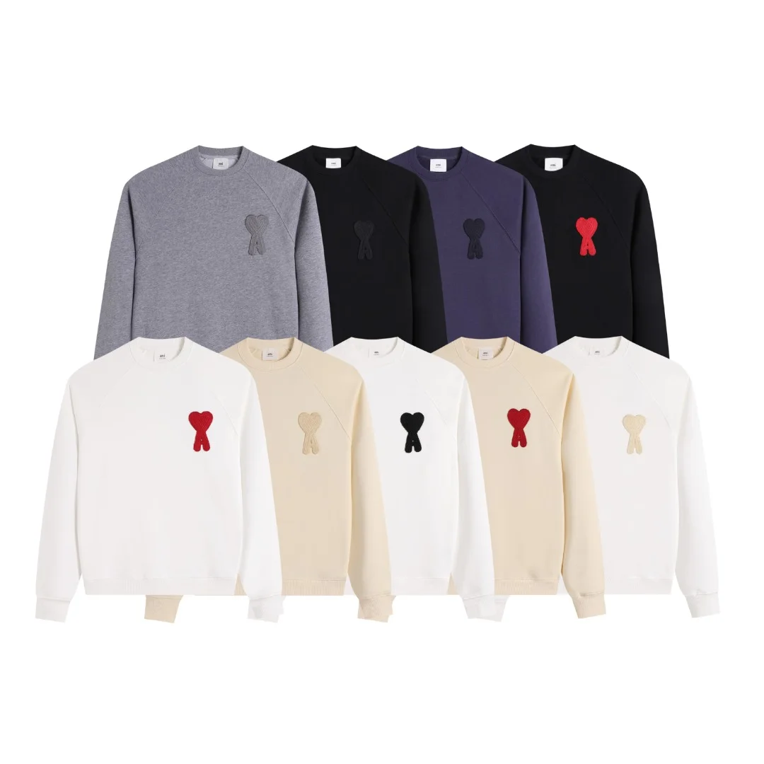 Ami 2025AW Crew Neck Sweatshirt with Towel Embroidery