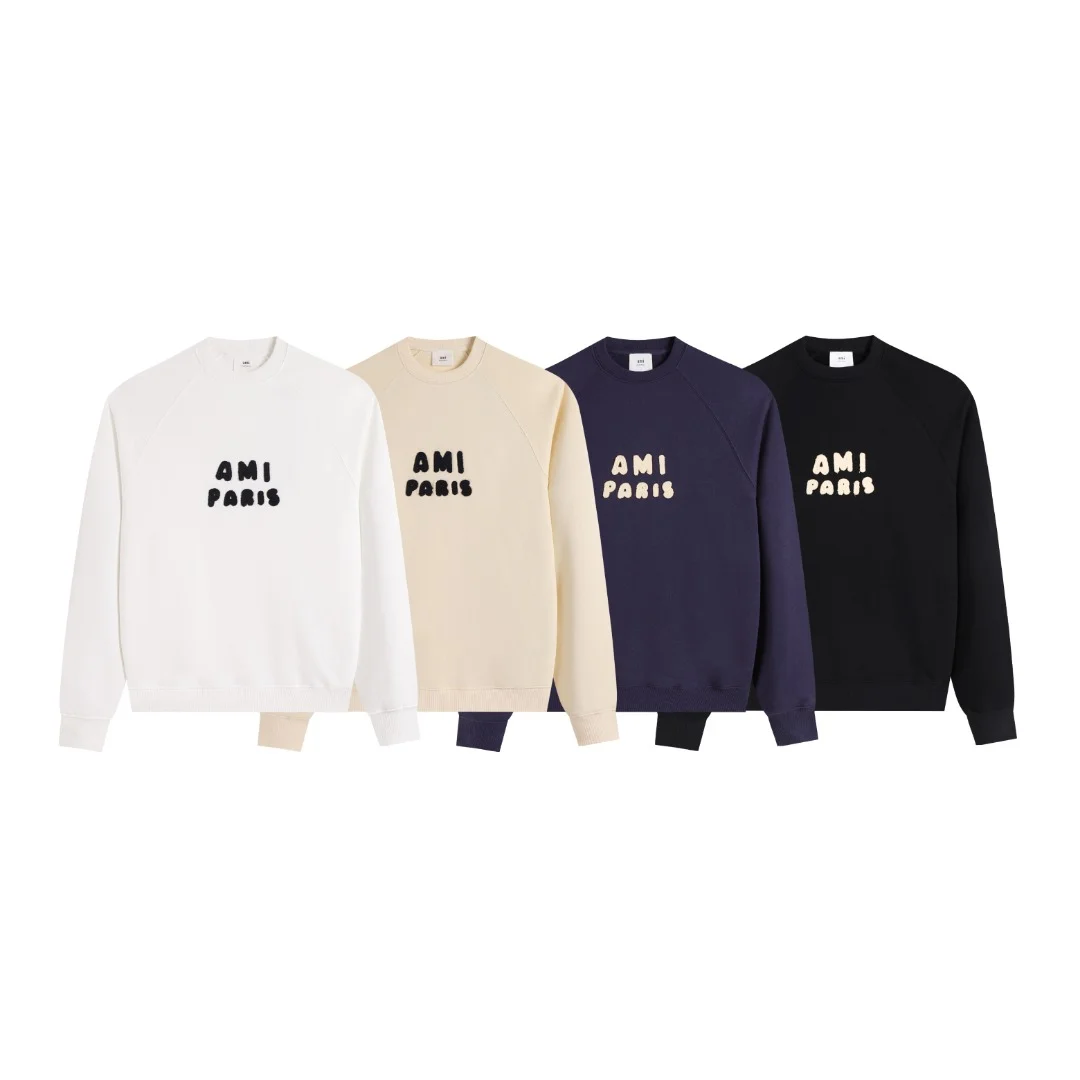 Ami Paris AW Crewneck Sweatshirt with Embroidered Logo