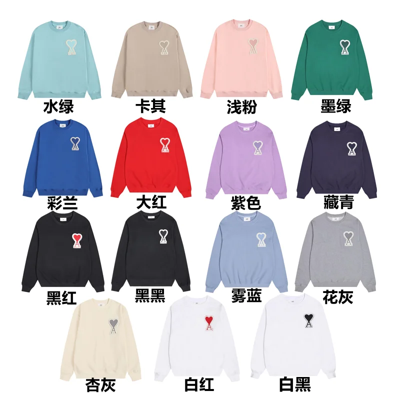 Ami 2025AW Classic Big Embroidered Badge Crew Neck Sweatshirt