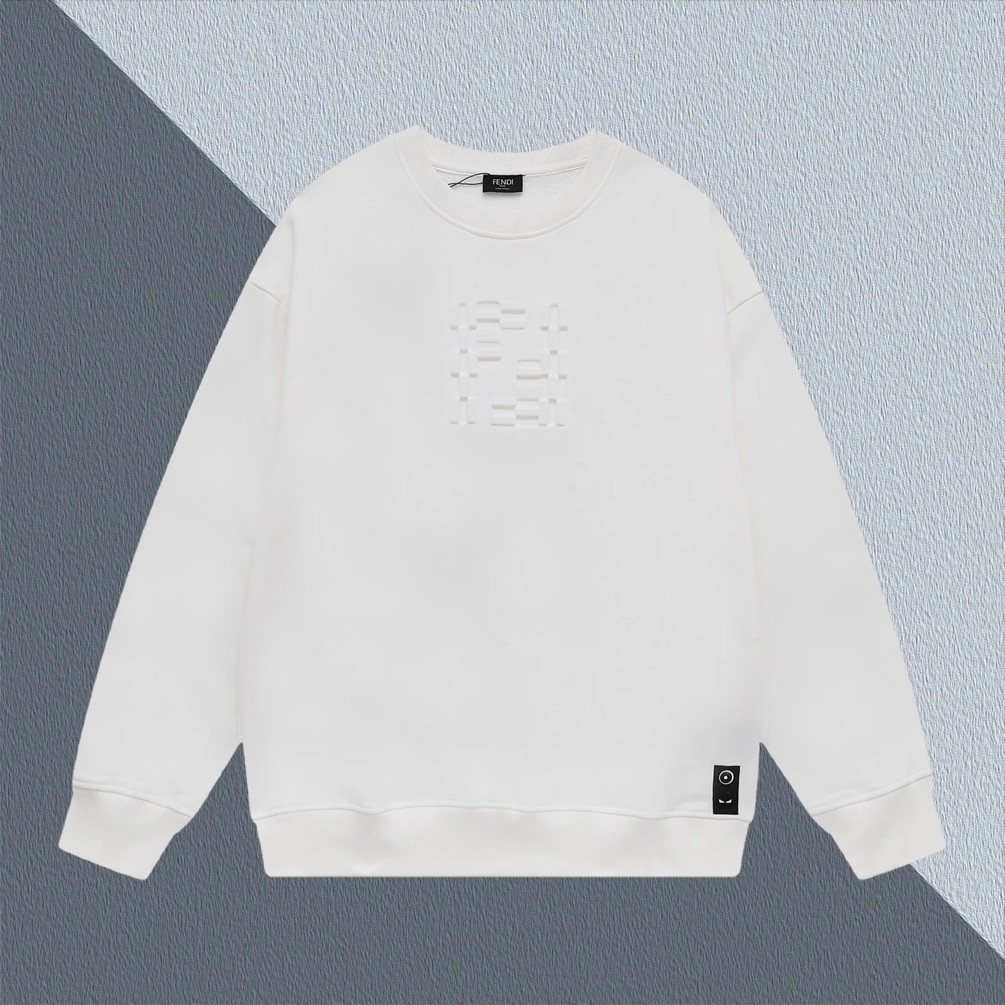 Fendi White Crew Neck Sweatshirt with Classic Double F Logo
