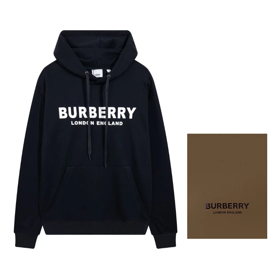Burberry 2025 Black Letter Print Fleece Hoodie