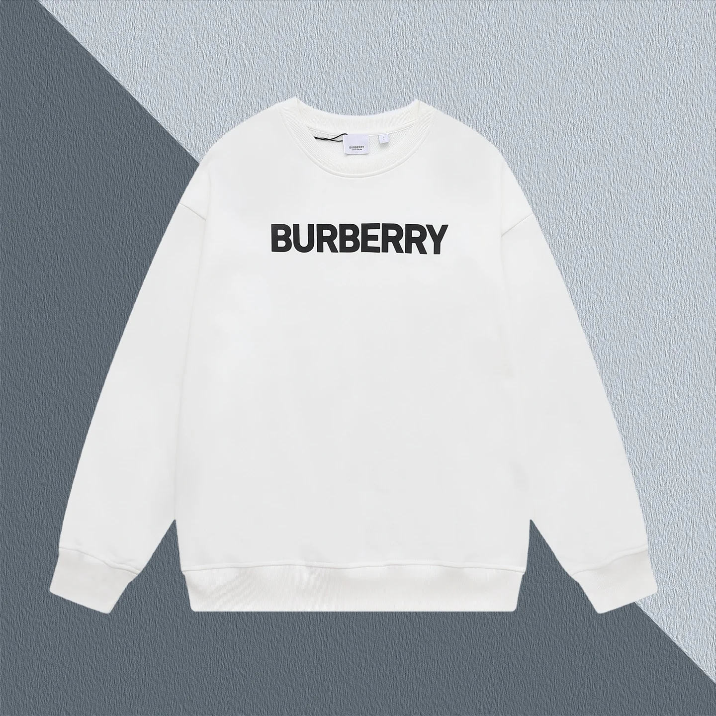 Burberry White Crew Neck Sweatshirt with Logo Print