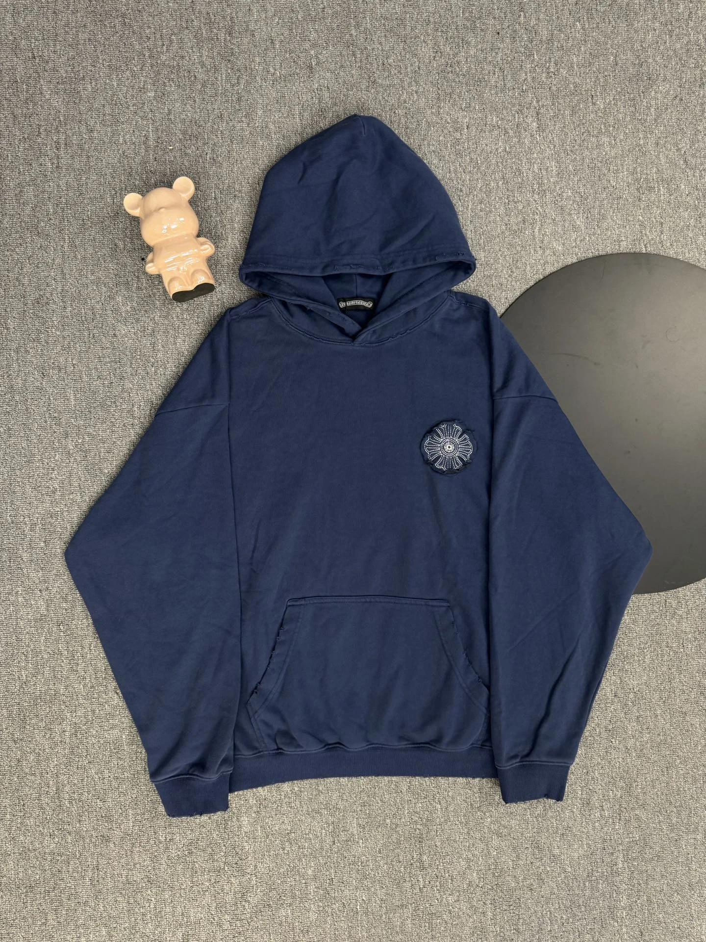 Chrome Hearts 2025 Navy Blue Hoodie with Cross Patch