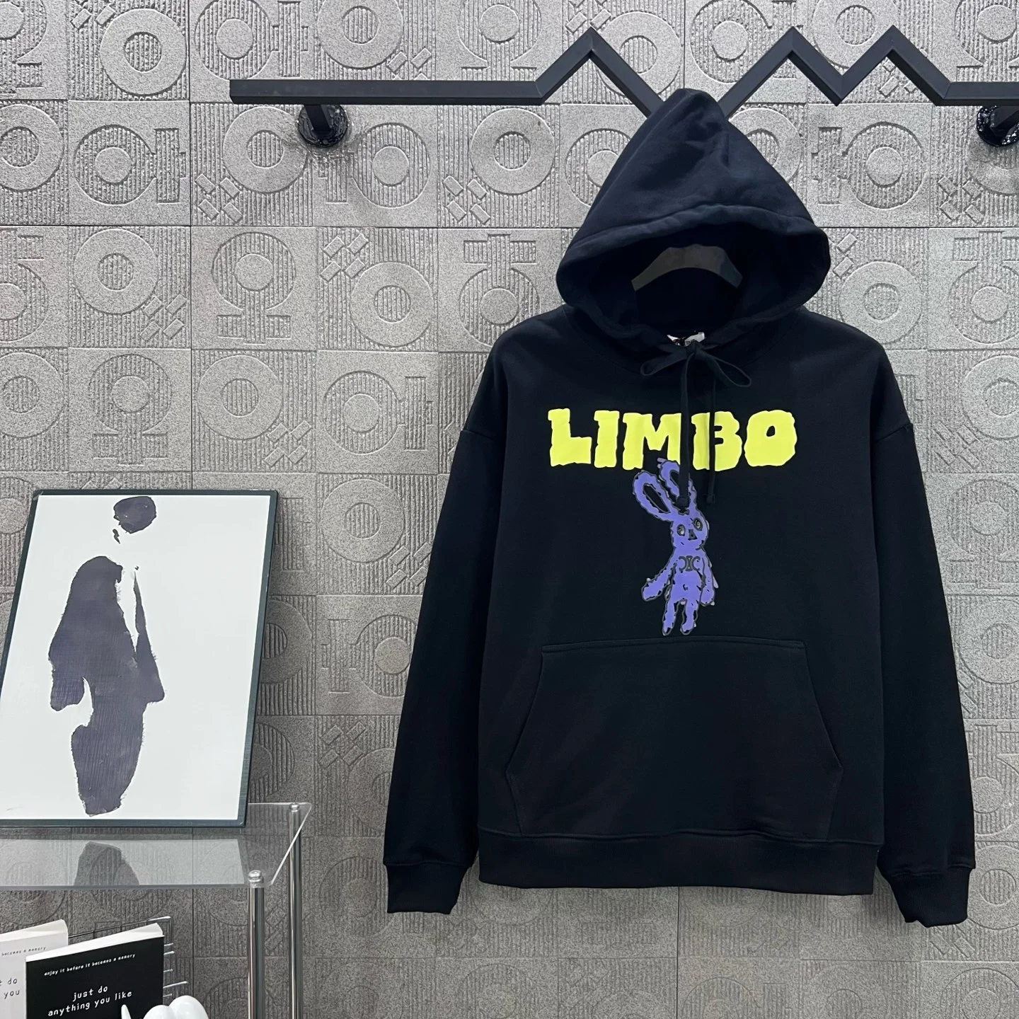 Celine 2025 Black Hooded Sweatshirt with LIMBO Graffiti Bunny