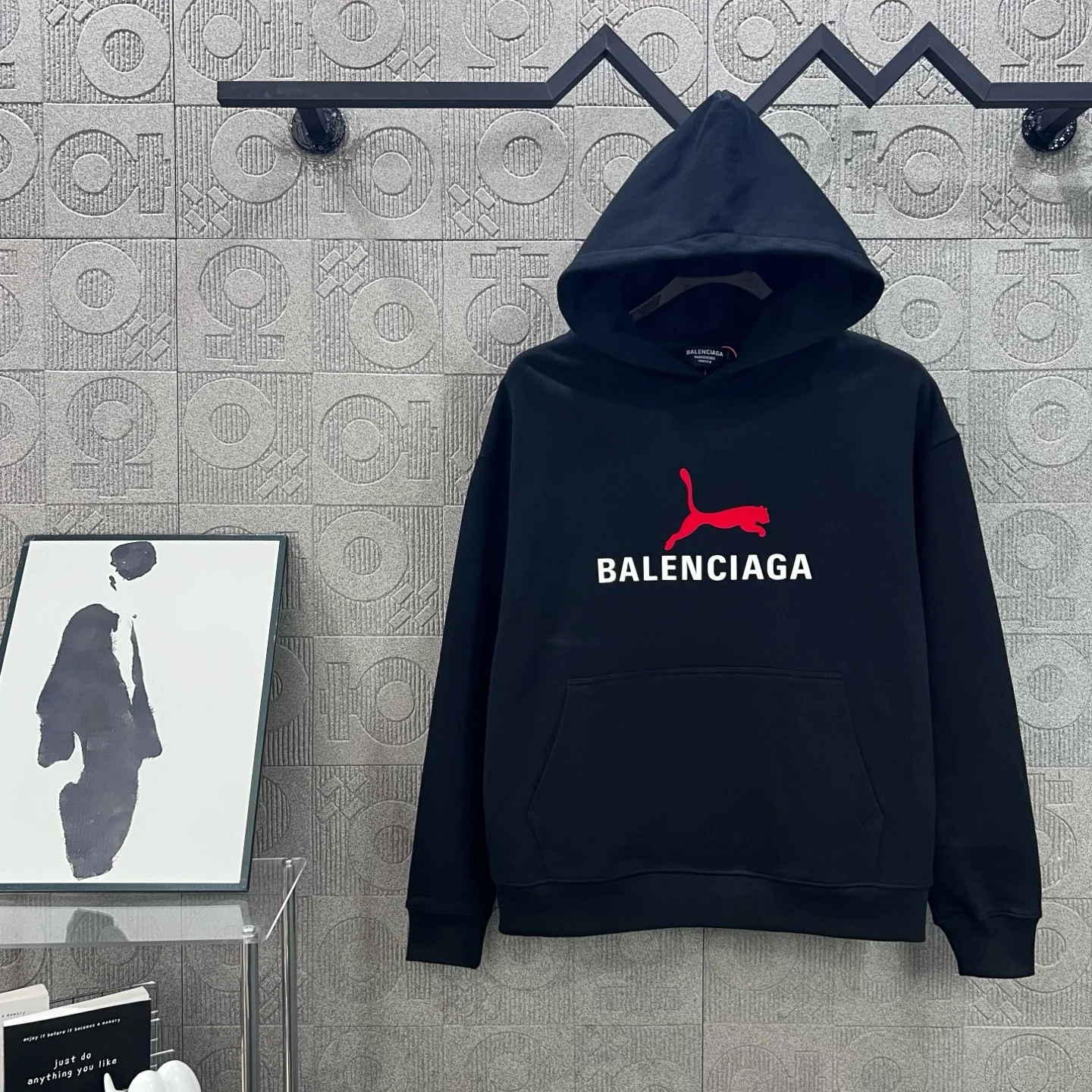 Balenciaga x Puma Black Hoodie with 3D Silicone Logo