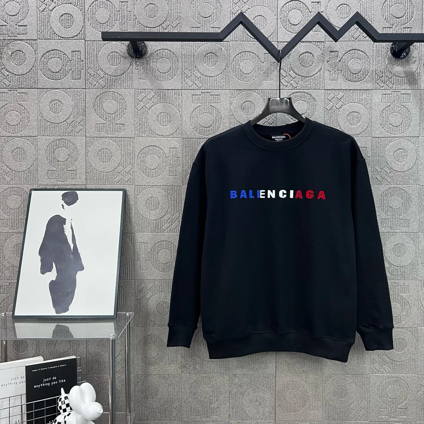 Balenciaga Black Sweatshirt with Colorful Logo Flocking