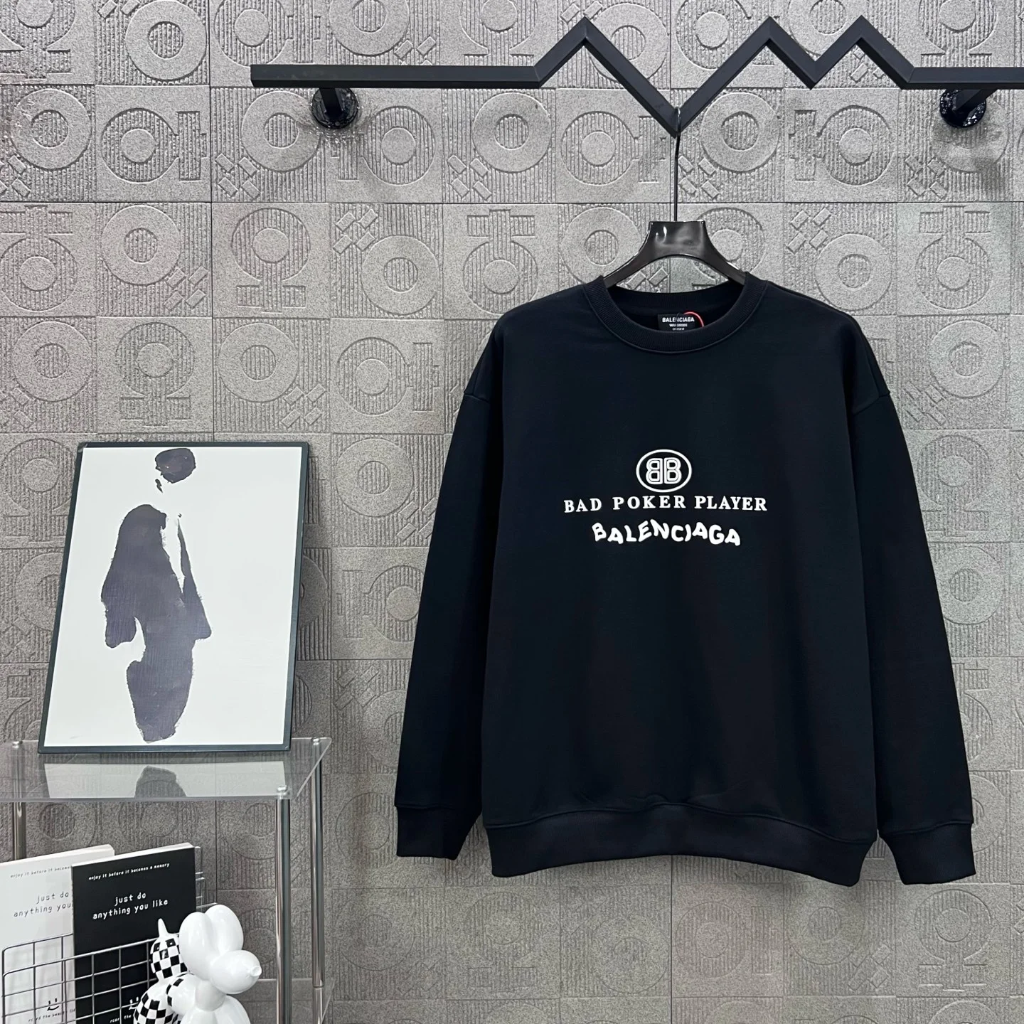 Balenciaga Black Sweatshirt with 3D Silicone Logo