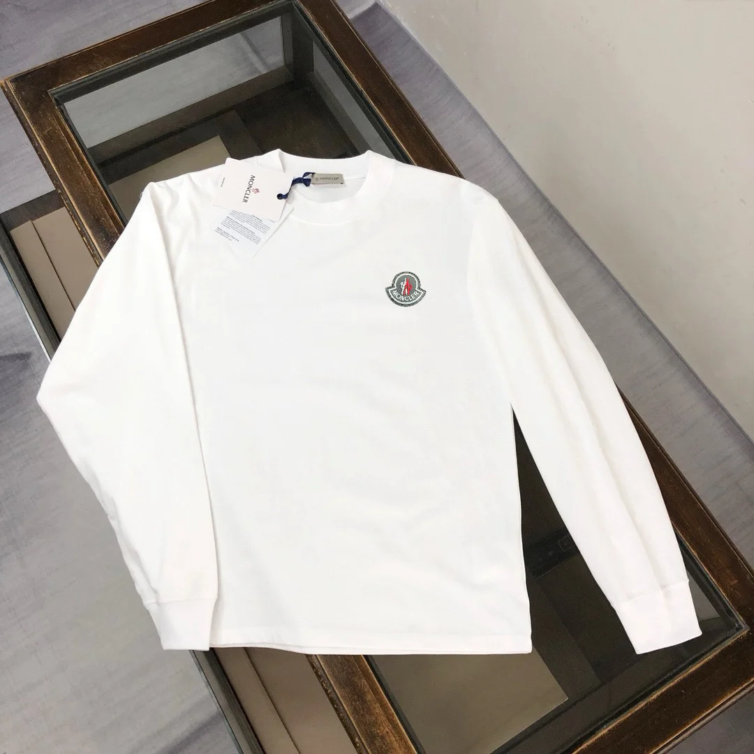Moncler White Long Sleeve Sweatshirt with Classic Embroidered Logo