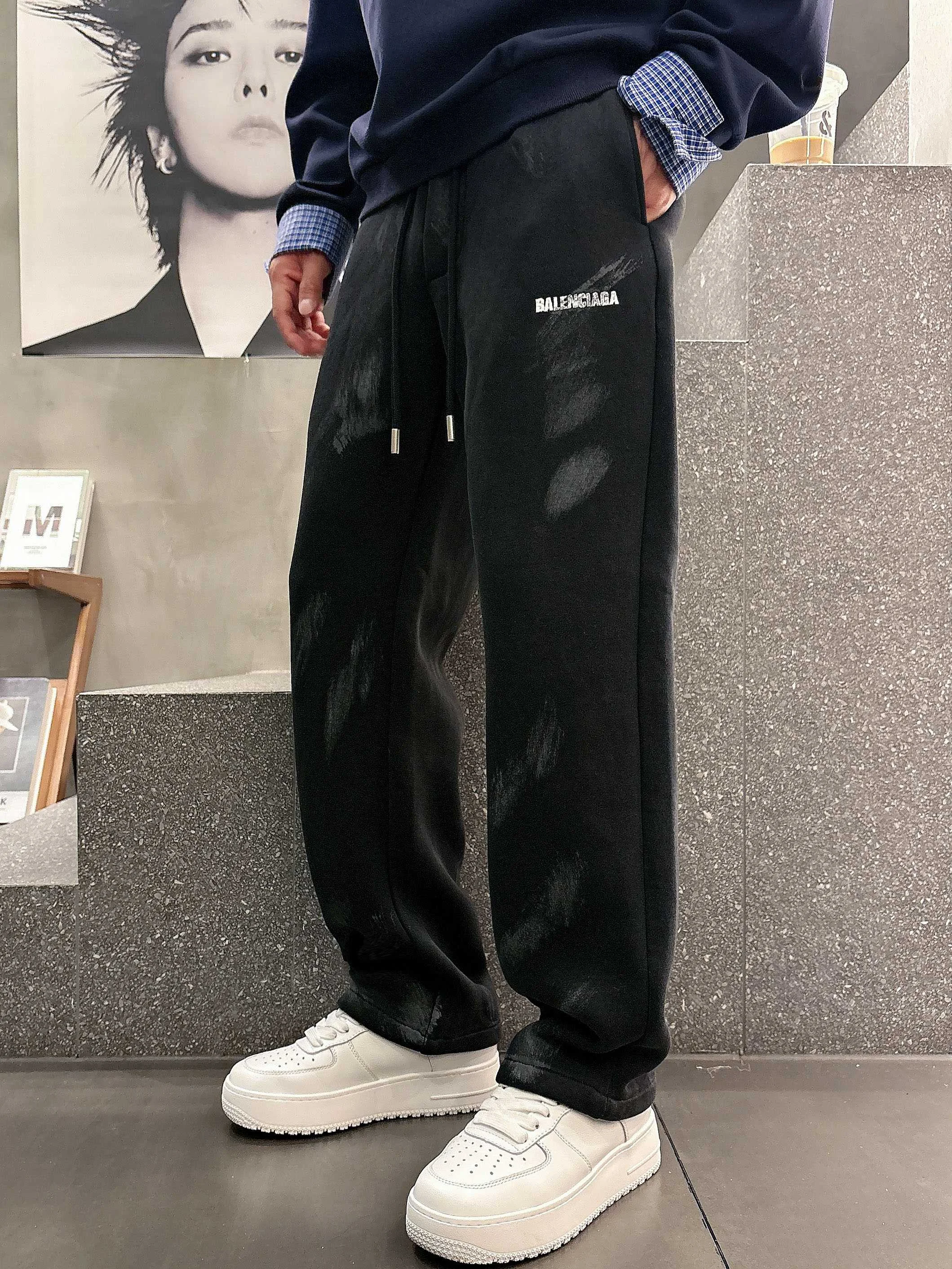Balenciaga 2025 Autumn Winter Black Casual Pants with Classic Logo