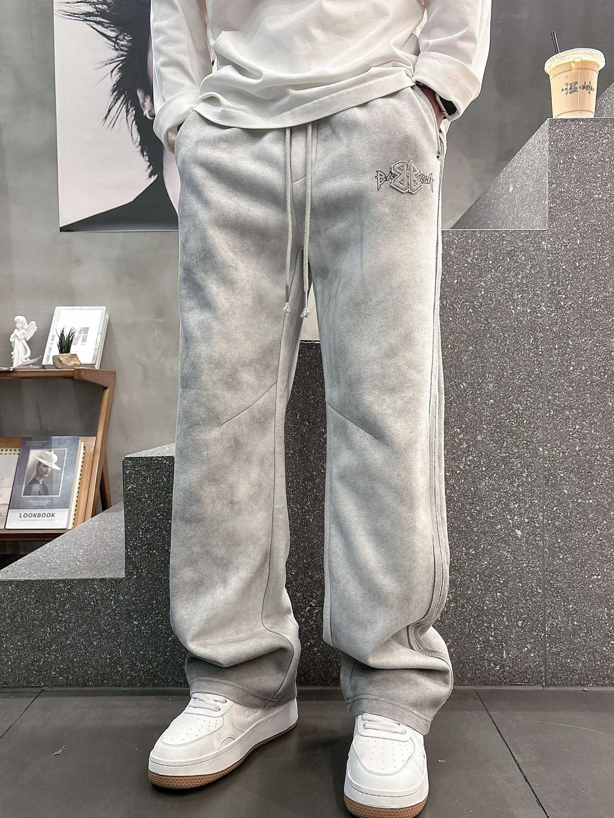 Balenciaga 2025 Autumn Winter Gray Casual Pants with Classic Logo