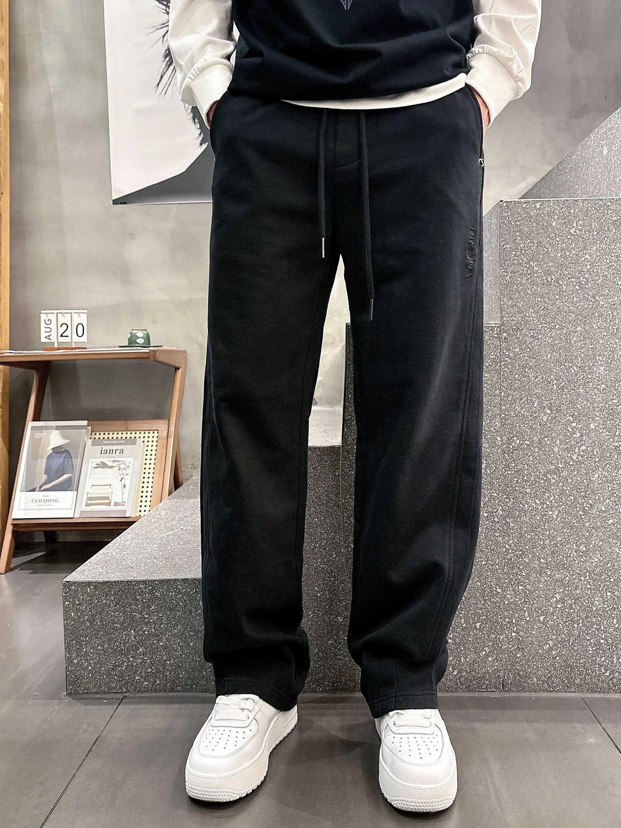 Prada 2025 Autumn Winter Black Casual Pants with Classic Logo