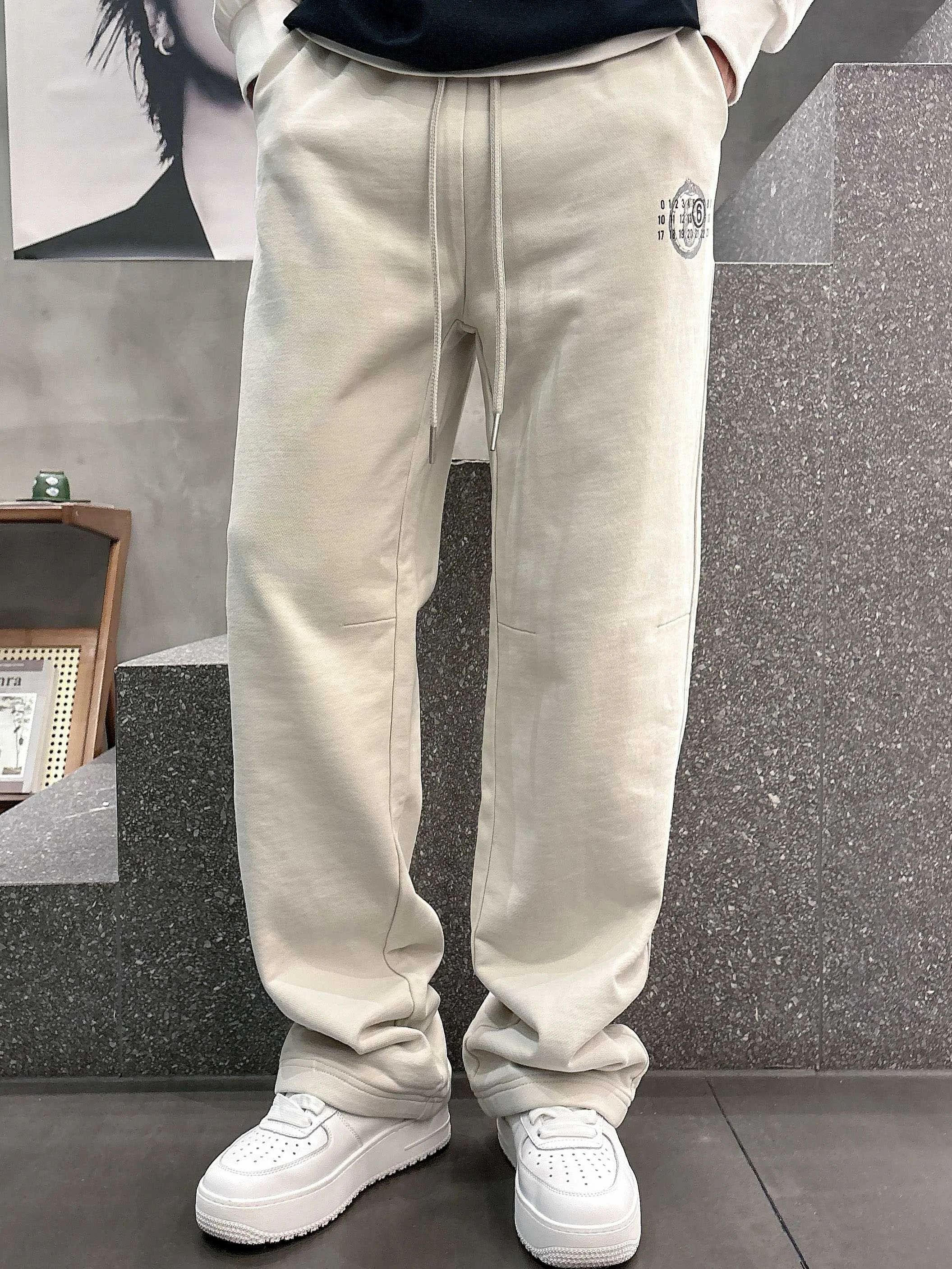 MM6 2025 Autumn Winter Beige Casual Pants with Classic Logo & High Comfort