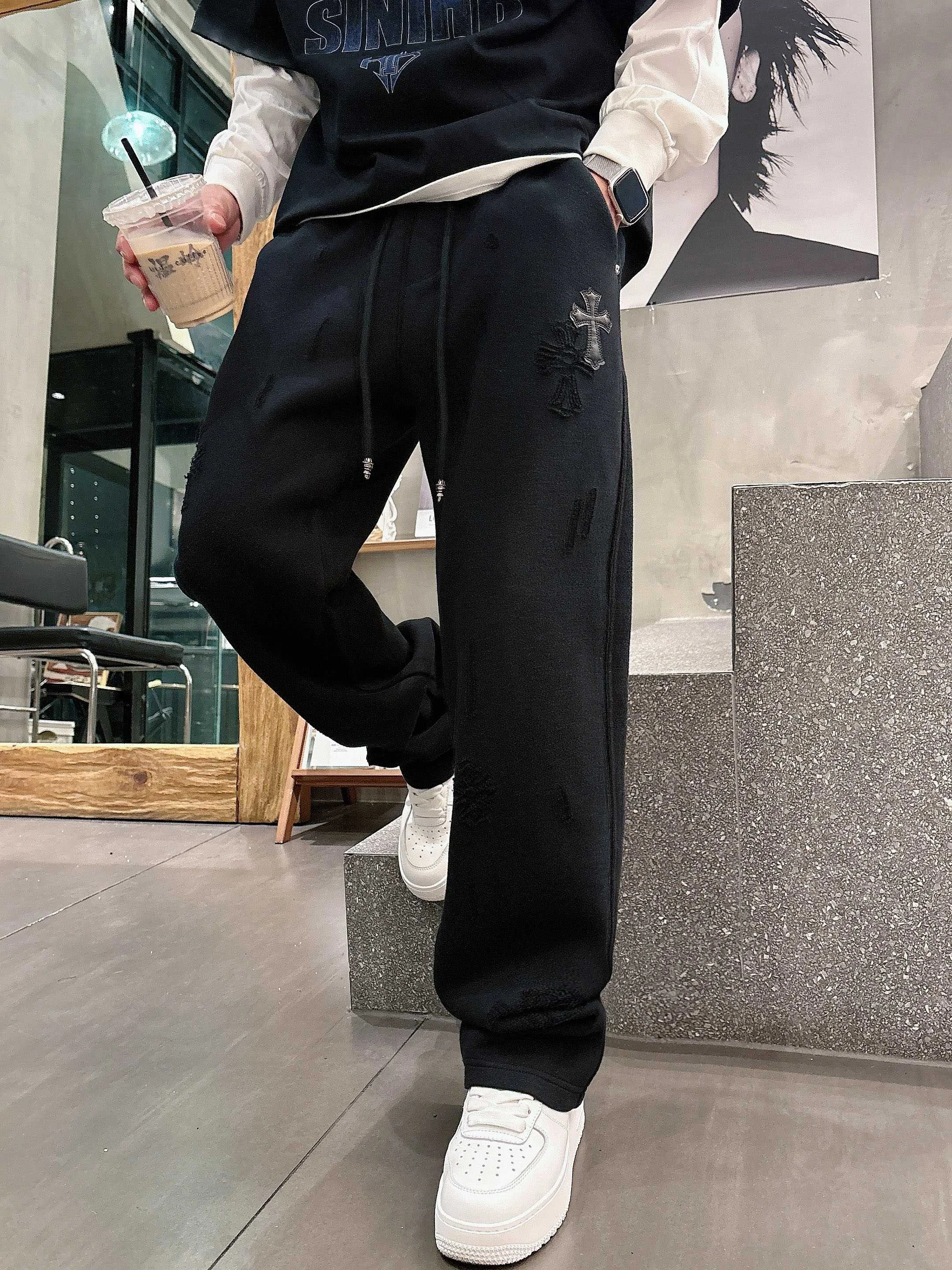 Chrome Hearts 2025 Autumn Winter Black Casual Pants with Classic Logo & Perfect Craftsmanship