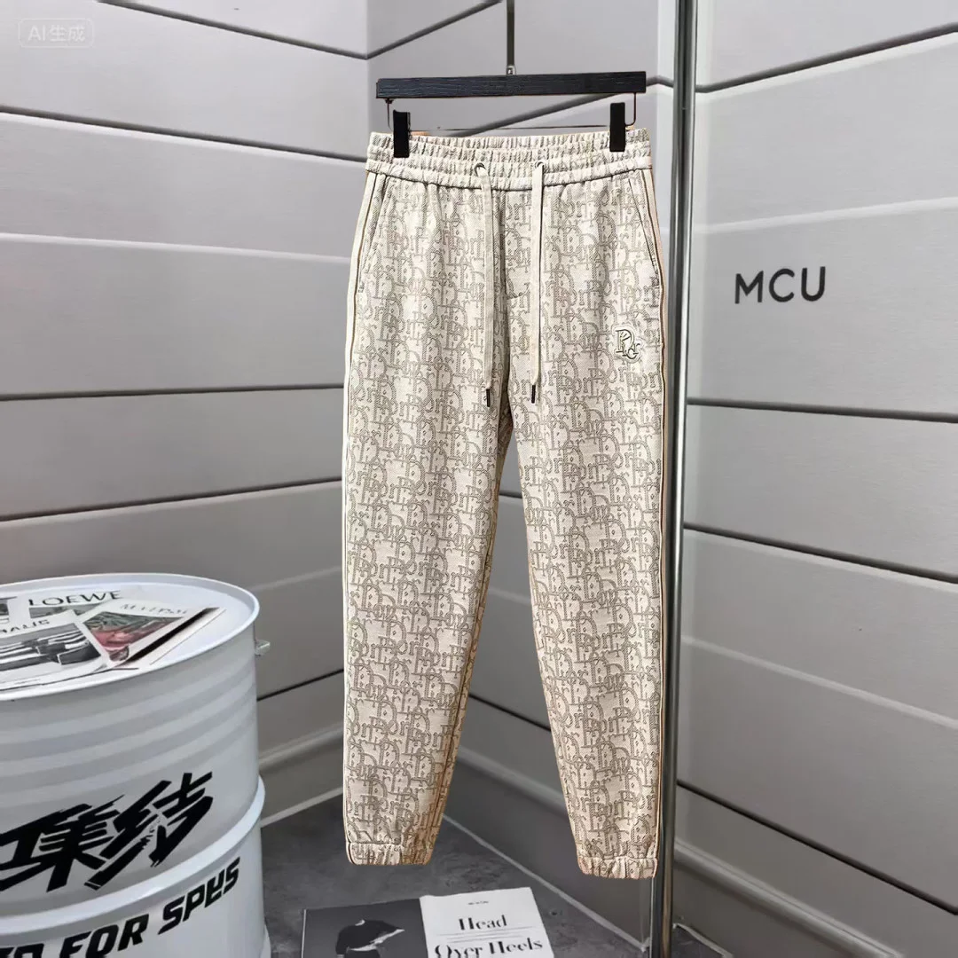 Dior 2025 Autumn Winter Beige Casual Pants with Classic Logo Print