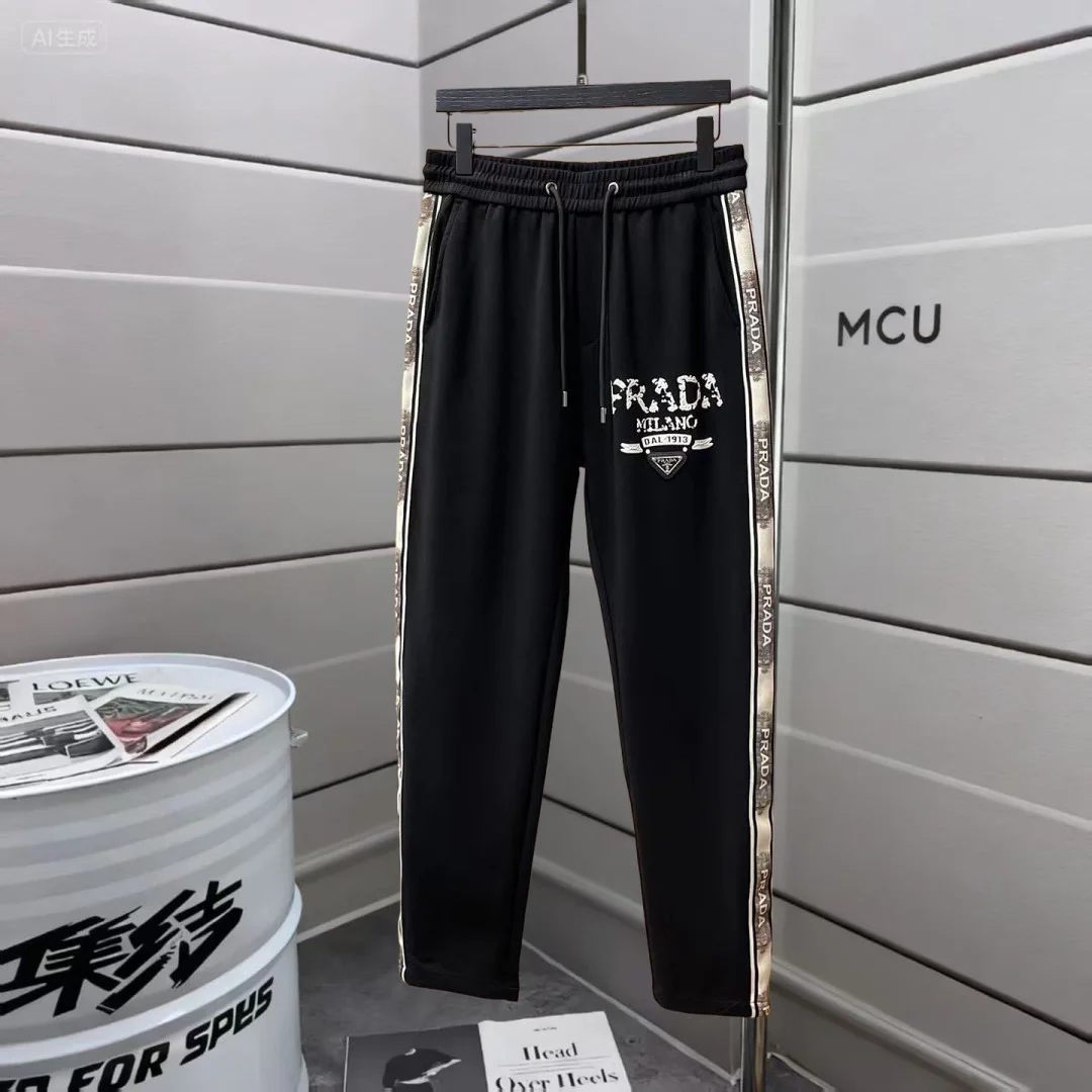 Prada 2025 Autumn Winter Black Casual Pants with Classic Logo