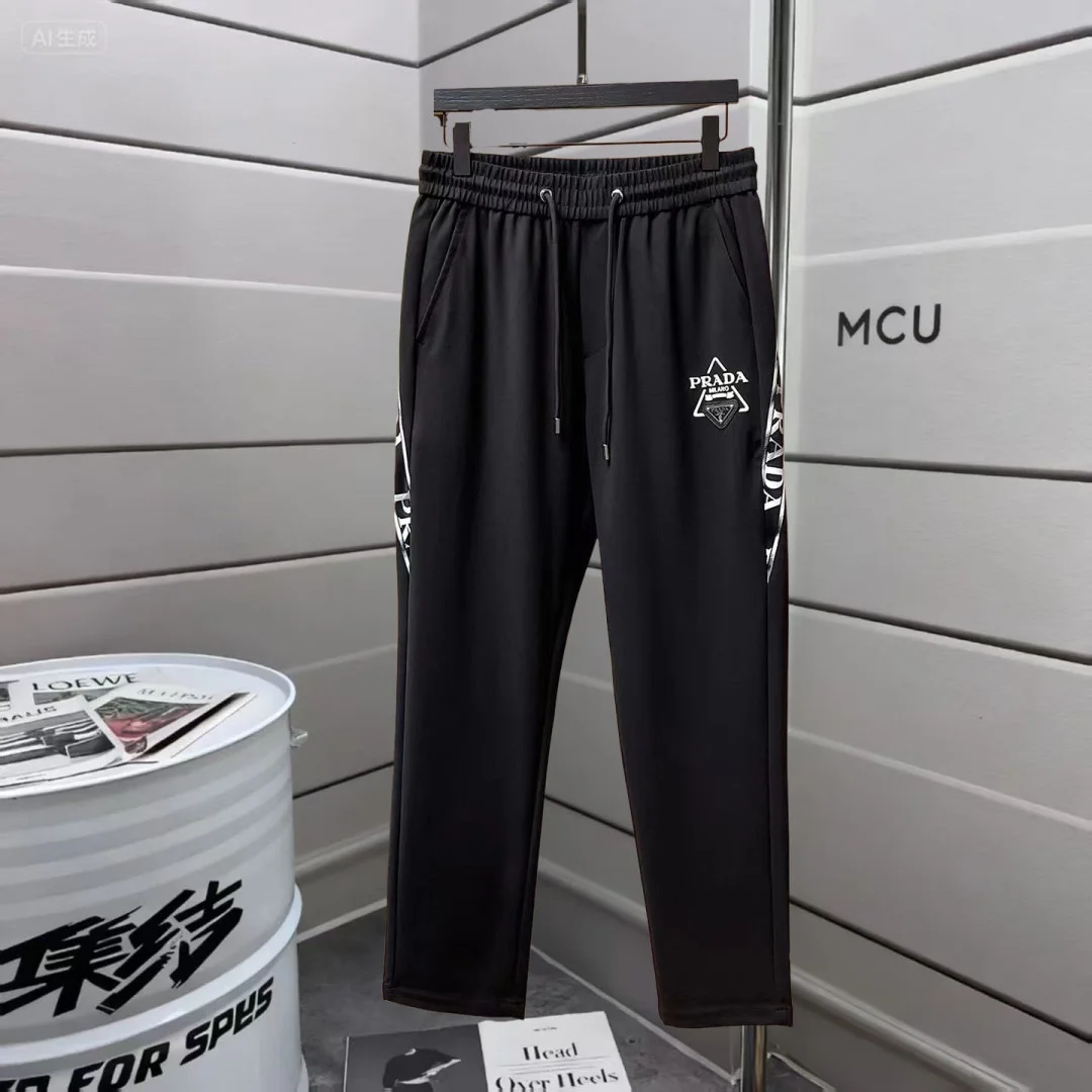 Prada 2025 Autumn Winter Black Casual Pants with Classic Logo