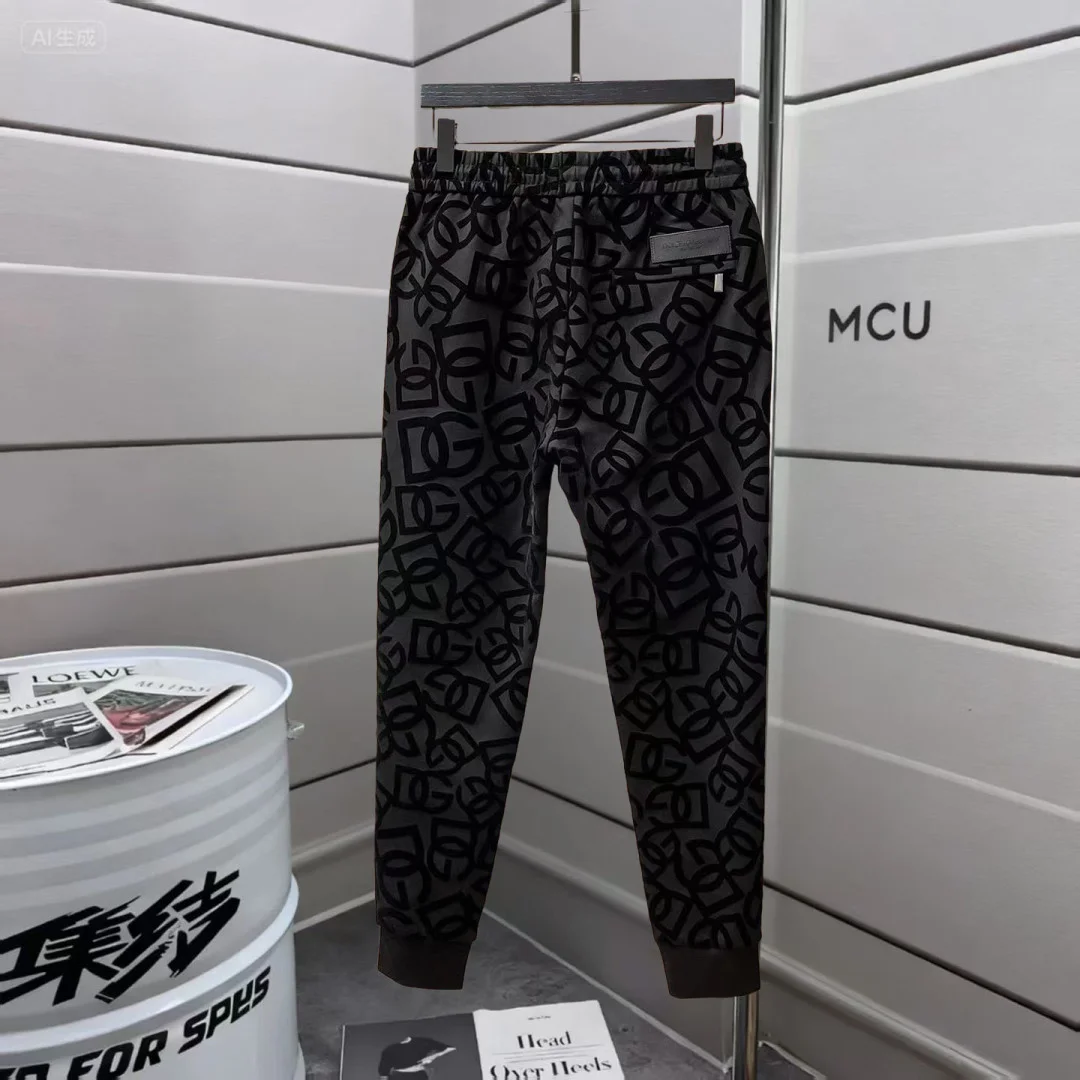 Dolce & Gabbana 2025 Autumn Winter Black Pattern Casual Pants with Classic Logo