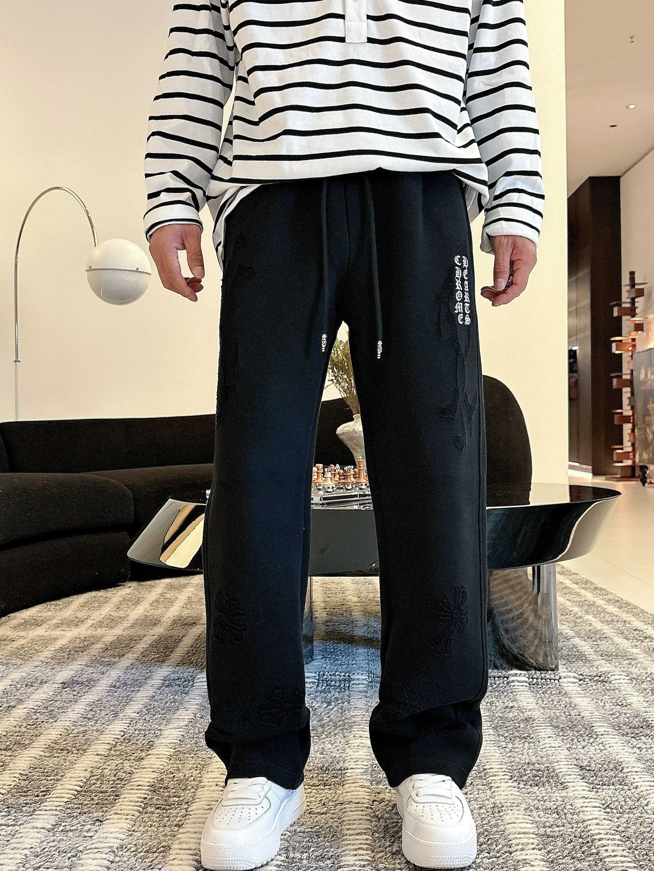 Chrome Hearts 2025 Autumn Winter New Black Casual Pants with Classic Logo