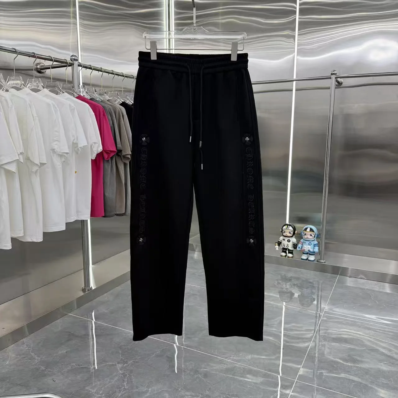 Chrome Hearts 2025 Autumn Winter New Black Wide-Leg Pants with Triangle Logo