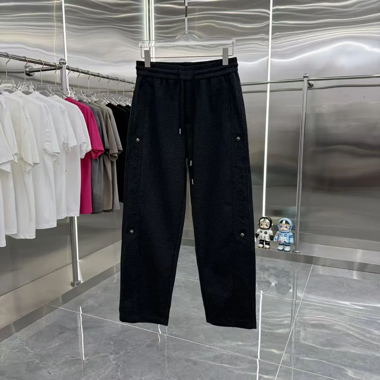 Chrome Hearts 2025 Autumn-Winter New Black Wide-Leg Pants with Triangle Logo