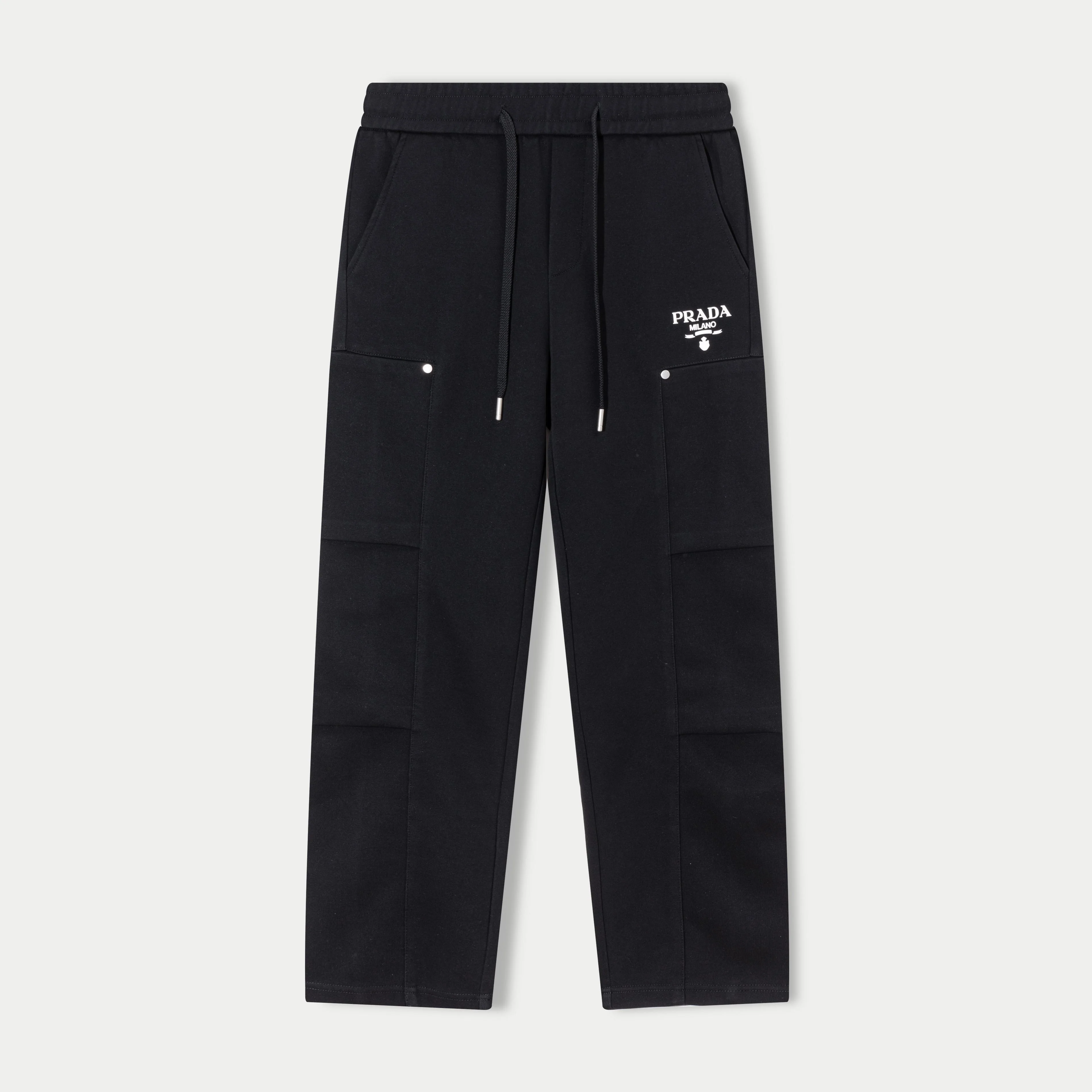 Prada 2025 Autumn Winter New Black Pants with Classic Logo & Breathable Comfort