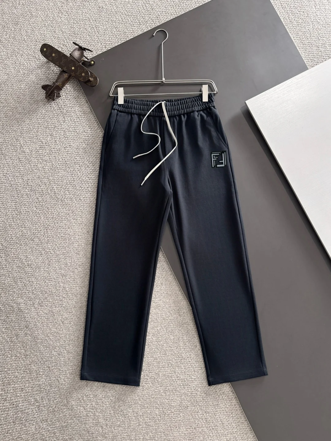 Fendi 2025 Autumn New Dark Blue Elastic-Waist Pants with Brand Element