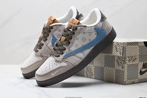 Nike Travis Scott AJ1 Reverse Hook DIY Custom Low-Top Basketball Shoes