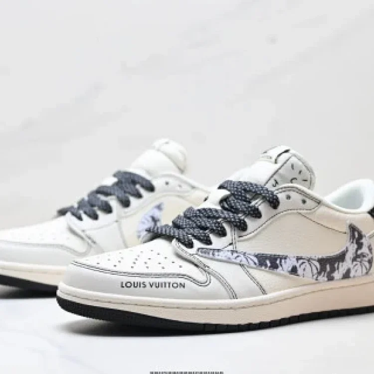 Nike Air Jordan1 Travis Scott Reverse Swoosh DIY Custom Low-Top Sneakers