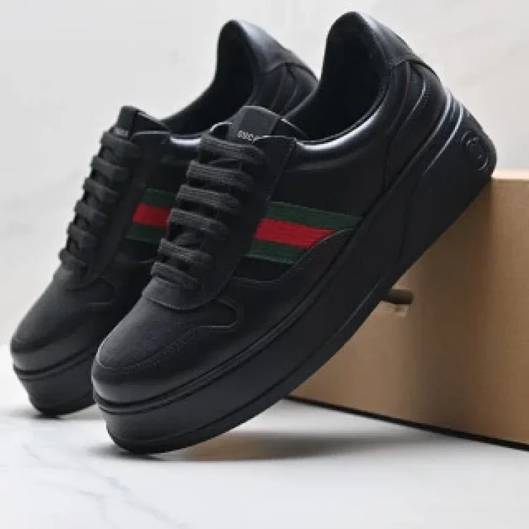 GUCCI Unisex Leather Platform Low-Top Sneakers