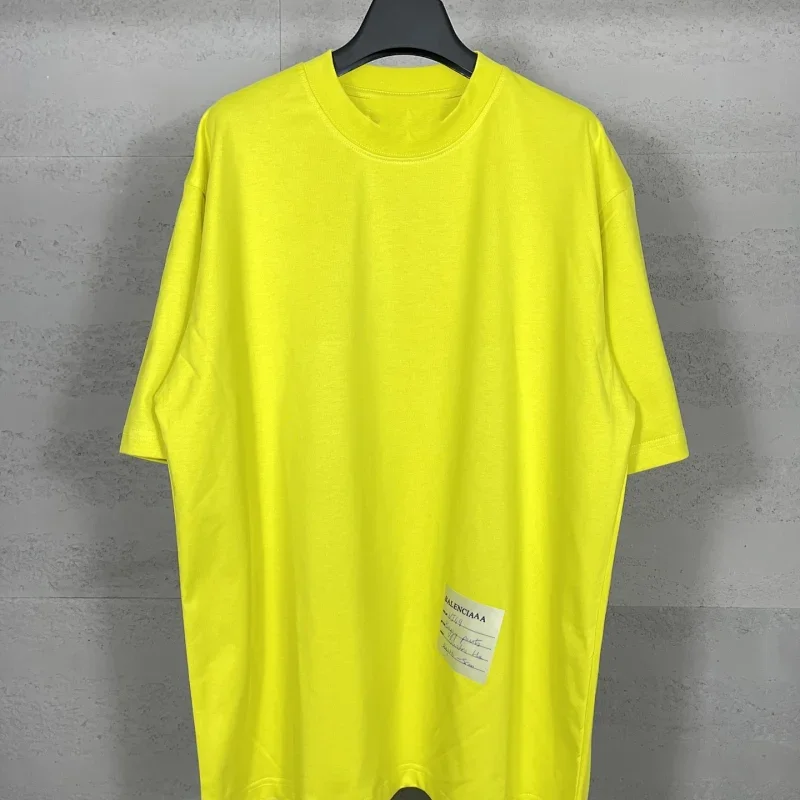 BALENCIAAA Neon Yellow Oversized Label T-Shirt