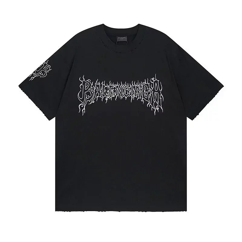 Balenciaga Black T-Shirt White Print