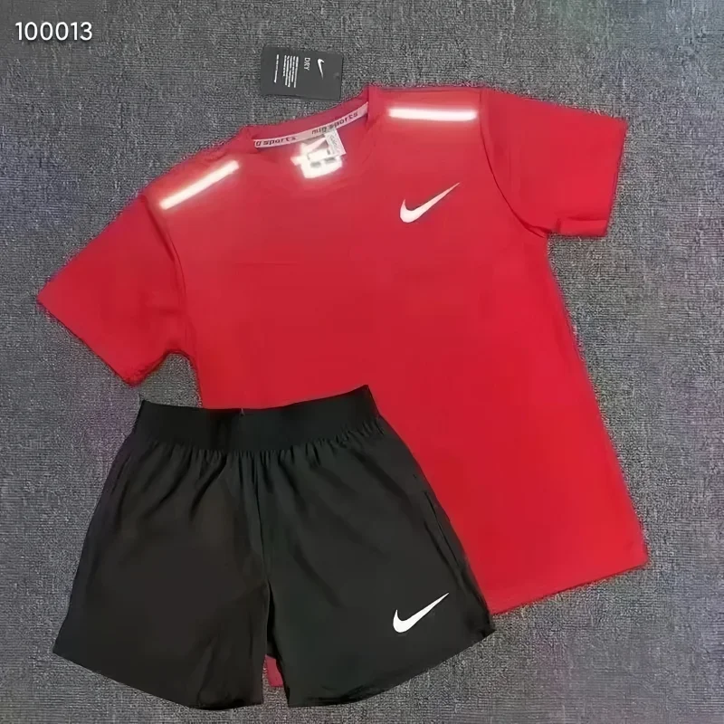 Nike Reflective Red T-Shirt & Black Shorts Set