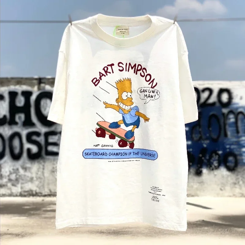 DON DAN White Bart Simpson Skateboard T-Shirt