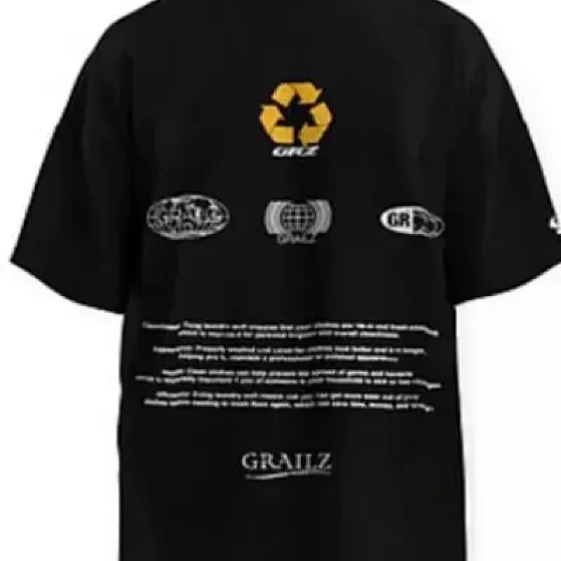 GRAILZ Black T-Shirt with Recycling Graphic & Back Print