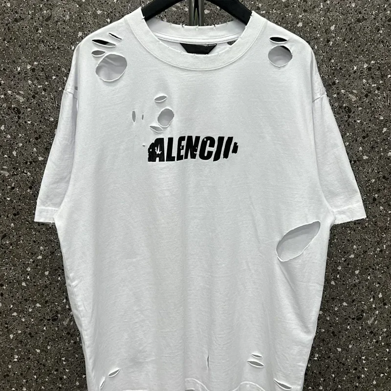 ALENCIJ White Ripped Graphic T-Shirt