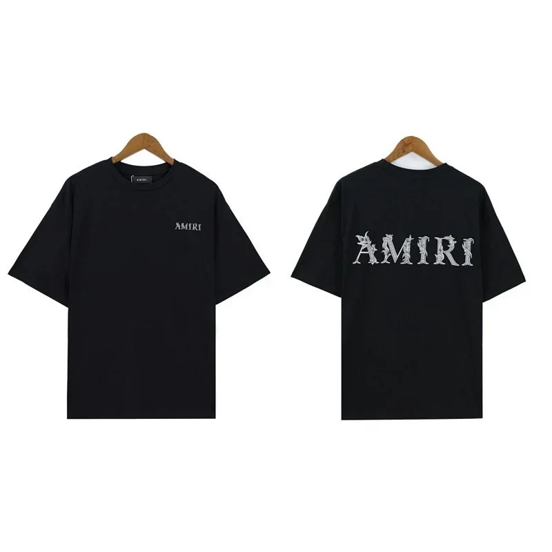 AMIRI Black T-Shirt with Front & Back Logo Print