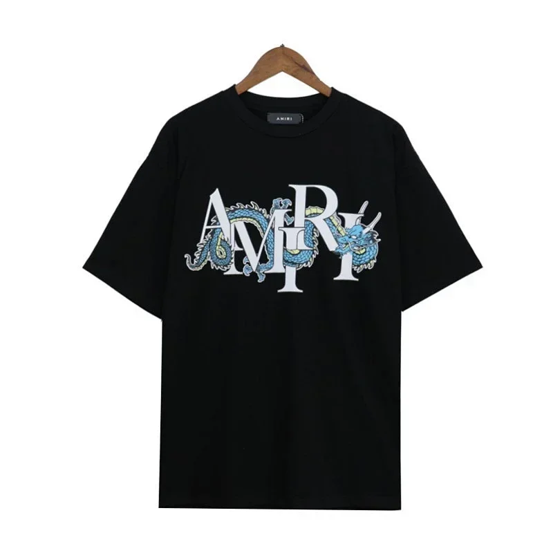 AMIRI Black T-Shirt with Blue Dragon