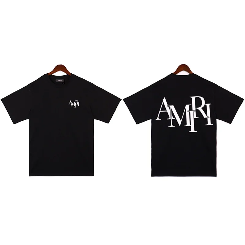 AMIRI Black T-Shirt with Front & Back Logo Print