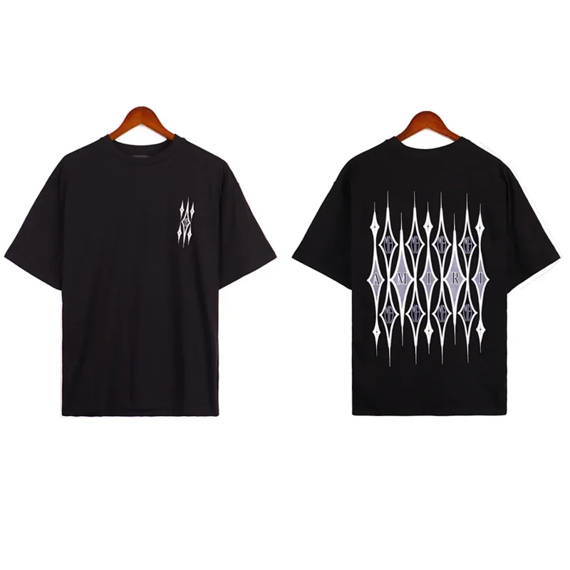AMIRI Black T-Shirt with Diamond Pattern