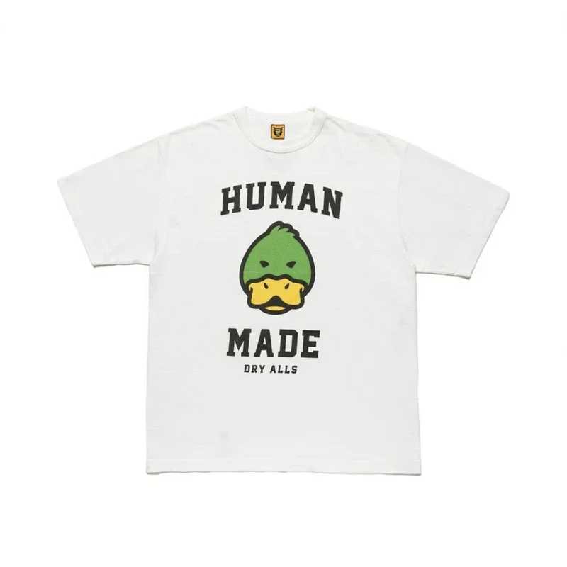HUMAN MADE White T-Shirt with Green Duck Logo