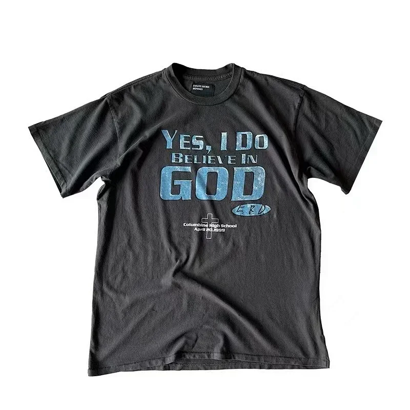 ERD Black T-Shirt: "YES, I DO BELIEVE IN GOD" Print & Cross