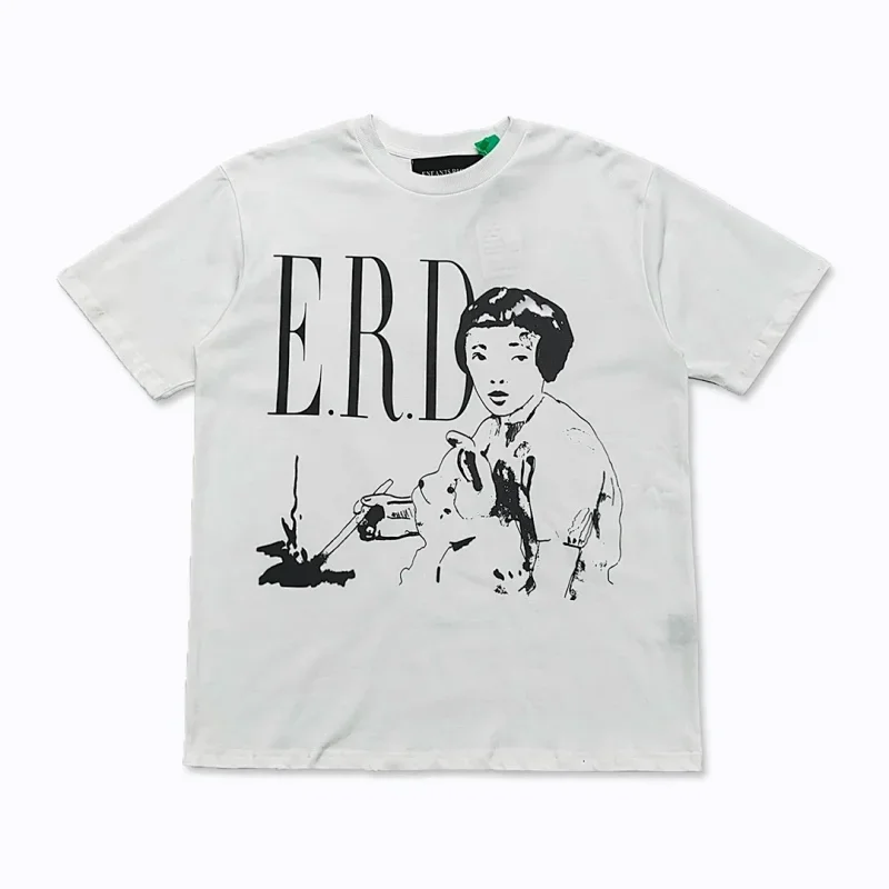 ERD White T-Shirt: Woman & Animal Graphic