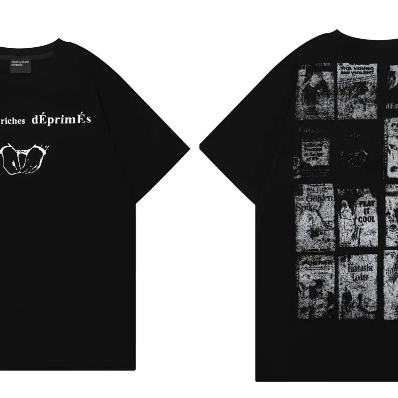 riches dÉprimÉs Black T-Shirt with Front & Back Print