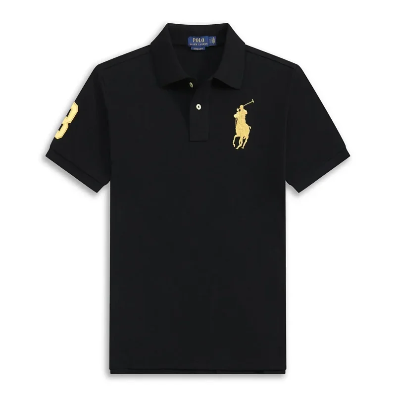 POLO Black T-Shirt with Gold Embroidery