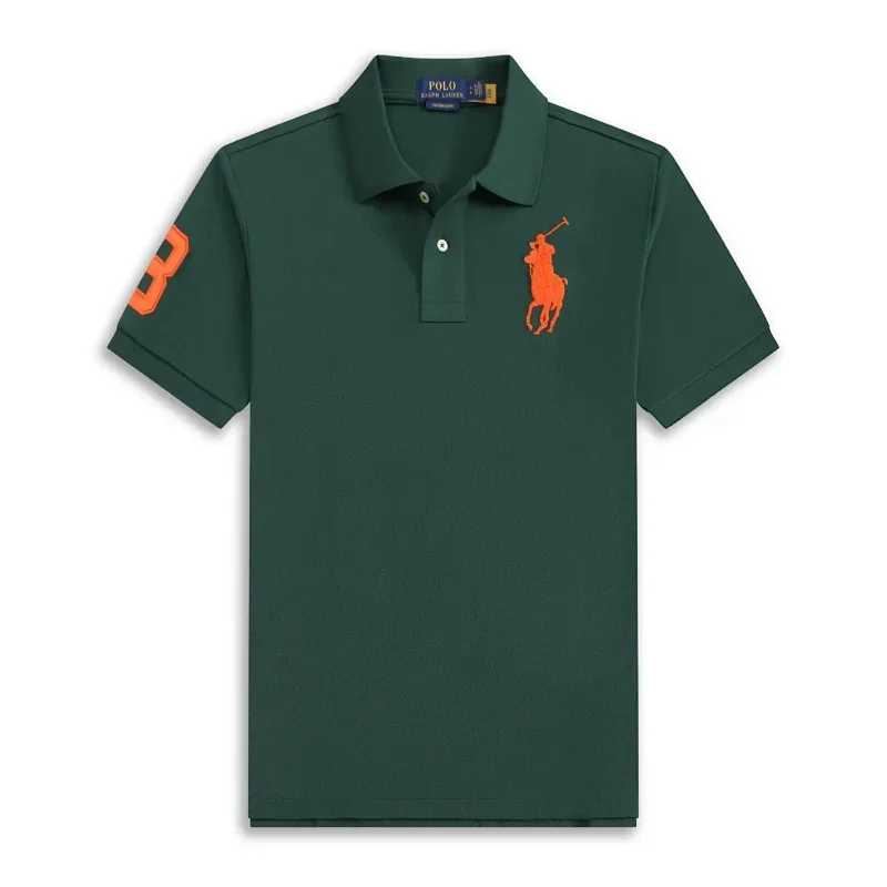 POLO Green T-Shirt with Orange Player Emblem
