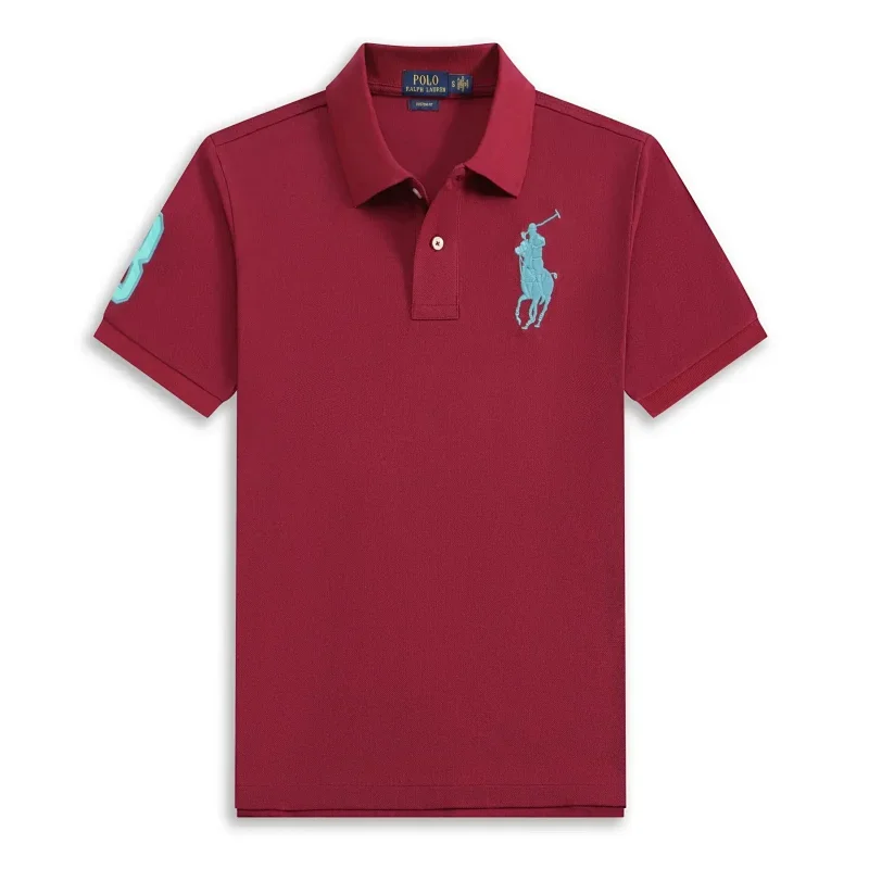 Polo Red T-Shirt with Blue Pony Embroidery