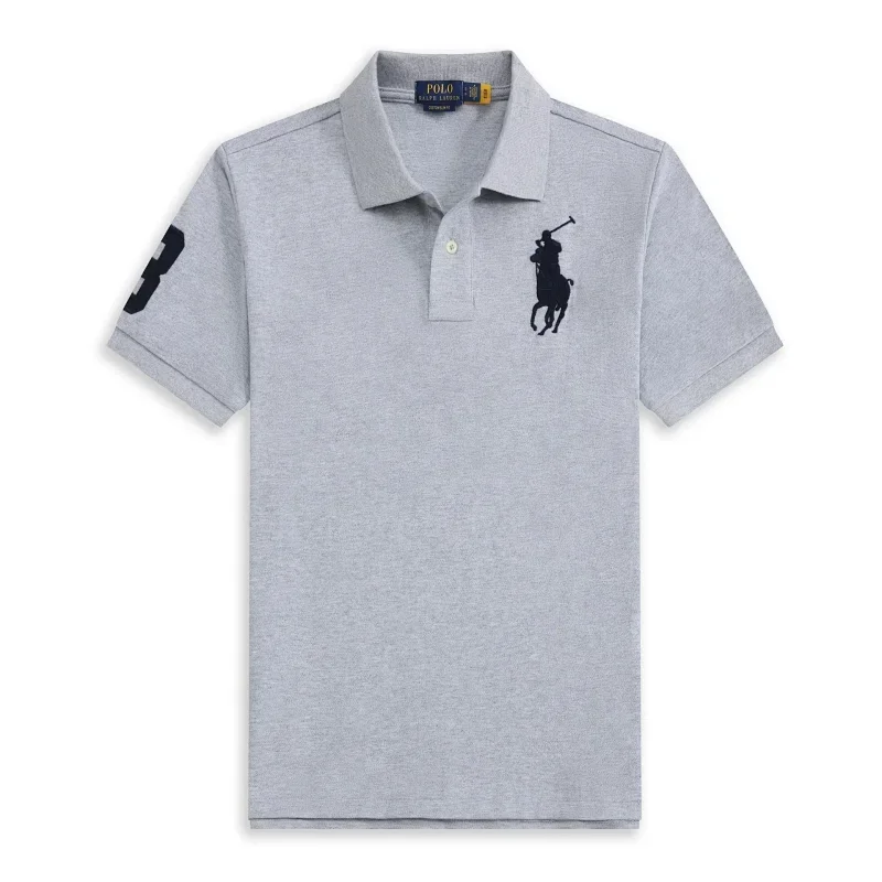 POLO Gray T-Shirt with Player Logo & Sleeve Number