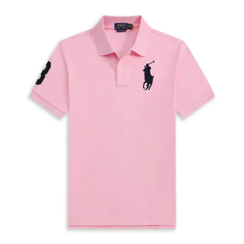 POLO Pink T-Shirt with Black Logo & Sleeve Number