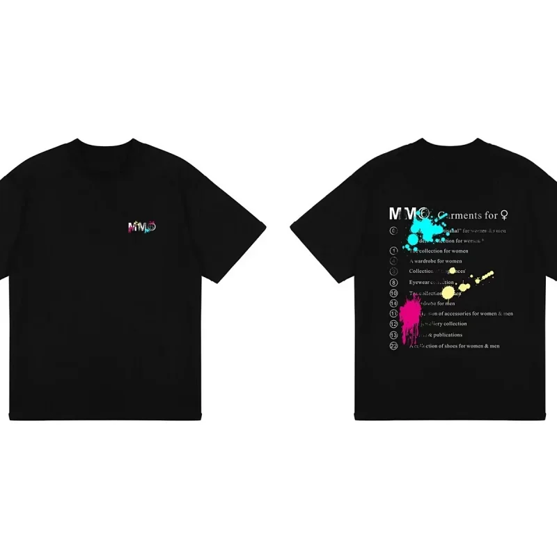 MM6 Black T-Shirt with Coloric Logo & Ink-Splash Text