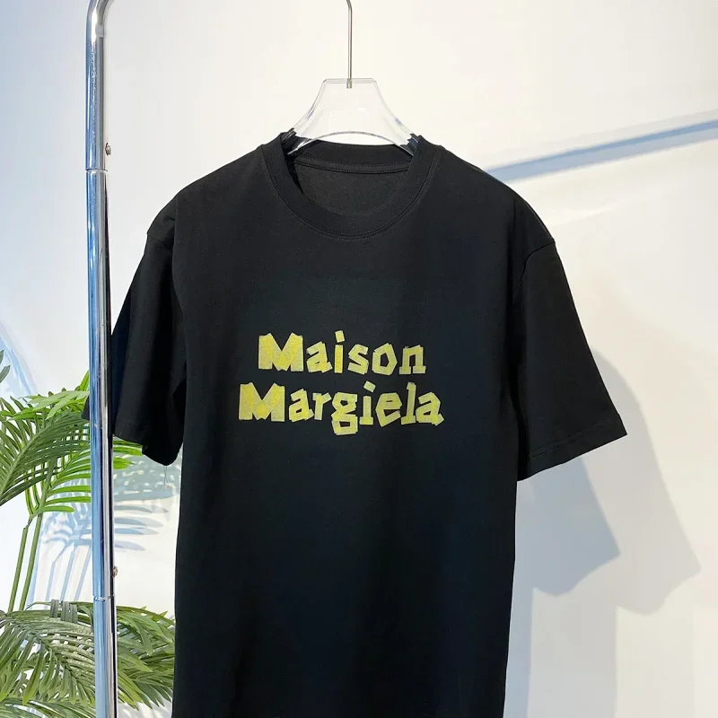 Maison Margiela Black T-Shirt, Yellow Print